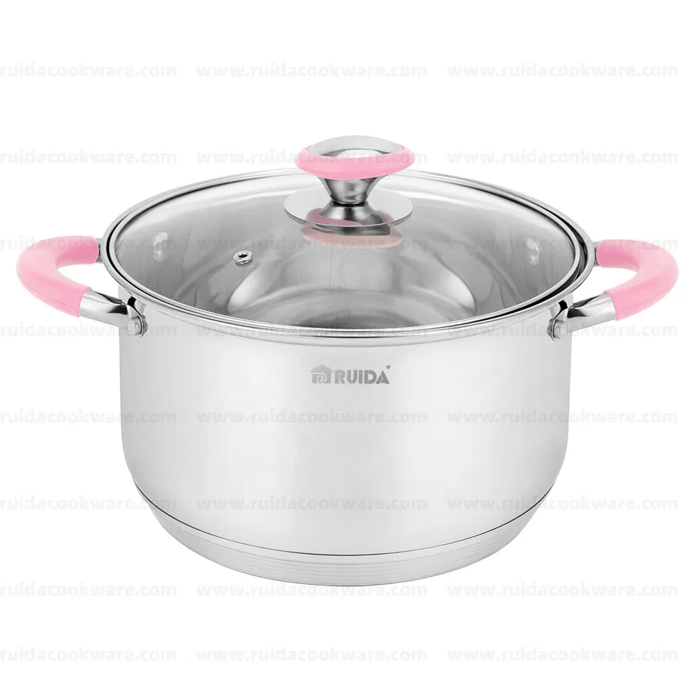 Factory Silicone Saucepan Pot Kitchenware Cooking Stainless Steel Cookware Set