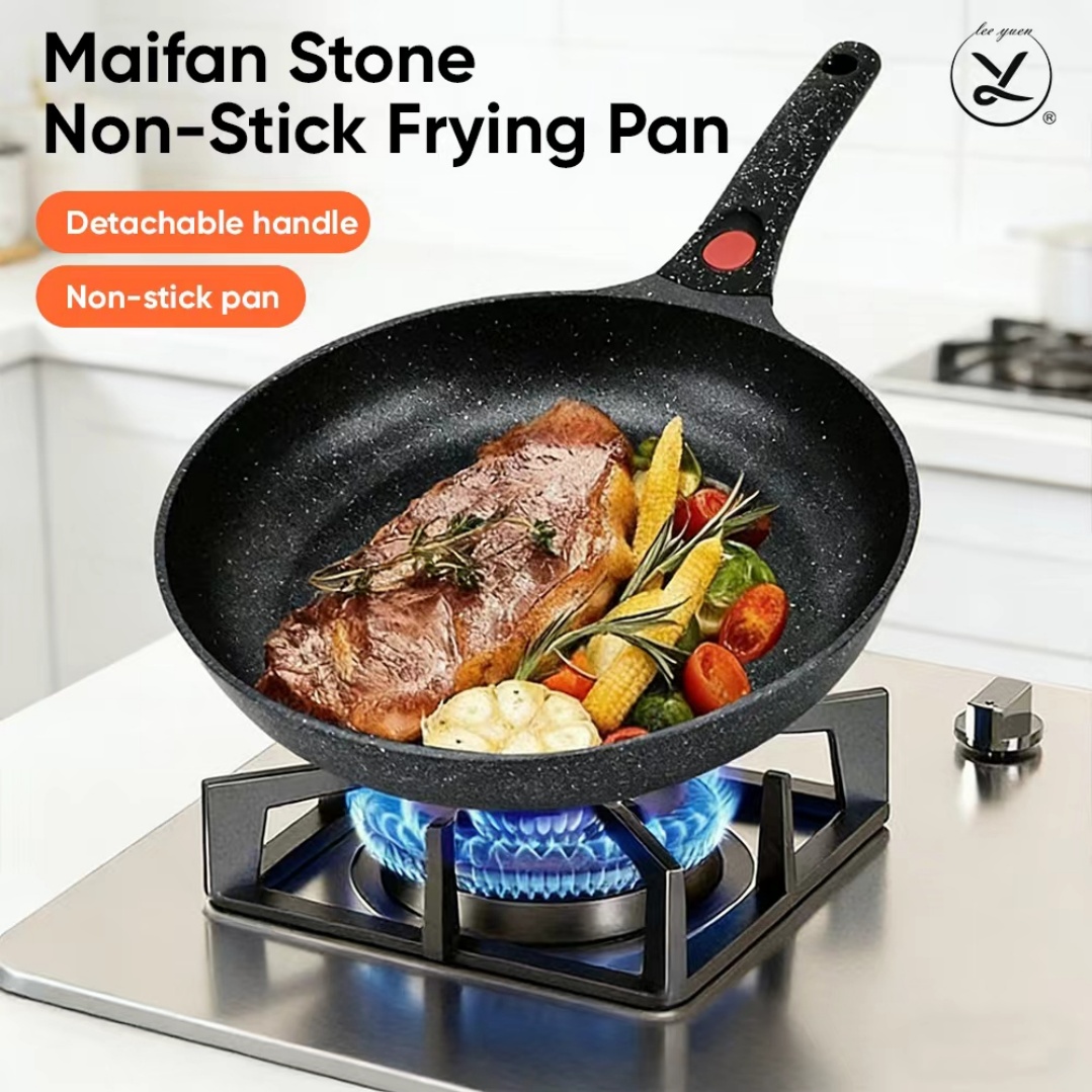 Detachable Handle Aluminum Non-stick Frying Pan Space Saving Induction Cookware Set Removable Handle Skillet for Home &amp; Camping