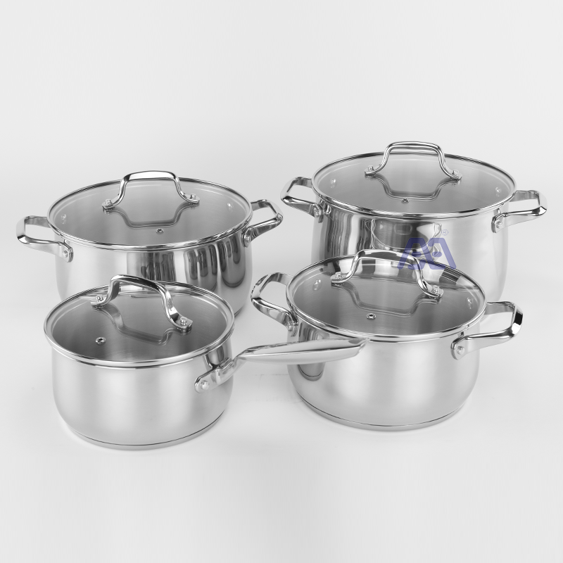 AXA Stainless Steel Pots and Pans Set Ceramic Nonstick, 4 Pcs Professional Home Chef Kitchen Cookware Set Free of PTFE/PFOA/PFAS