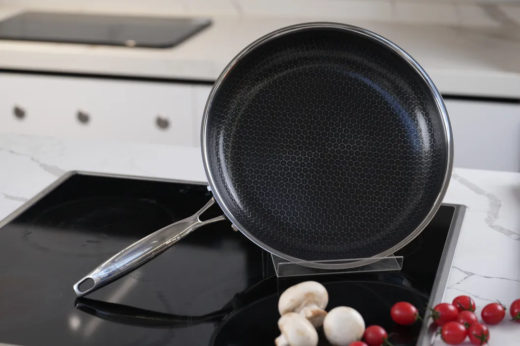 Tri-Ply Stainless Steel Ceramic Honey Comb Non-Stick Frying Pan