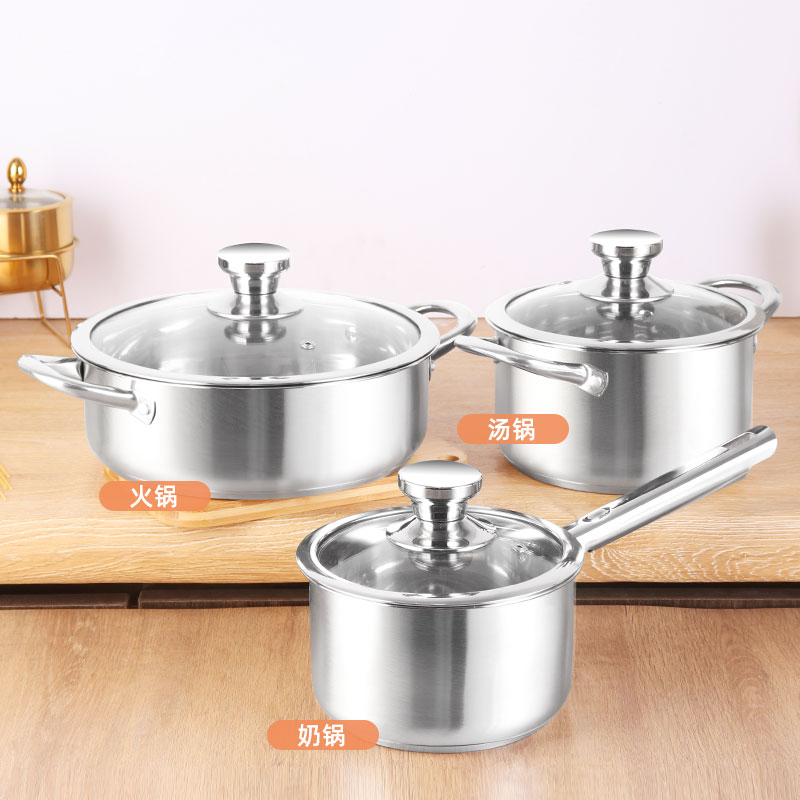 LECOS Professional Chef Quality 6-Piece Stainless Steel Cookware Set Pots and Pans Kitchen Set with Lids
