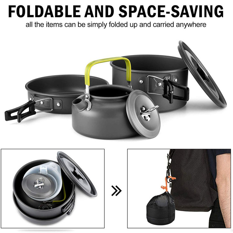 Stackable Non-Stick Cooking Cookware Set for Camping