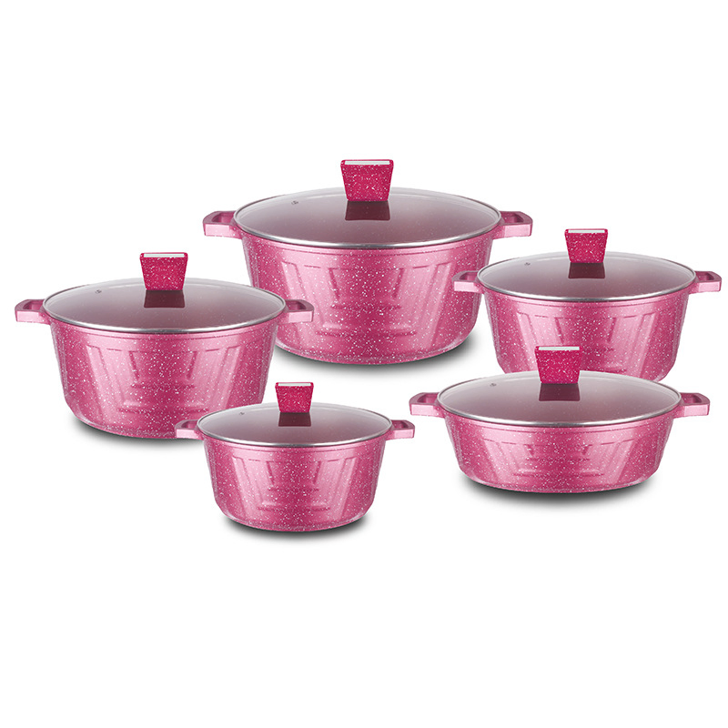 10 PCS 2022 New Aluminum Kitchen Cooking Pots Ceramic Casserole Nonstick Dessini Cookware Sets