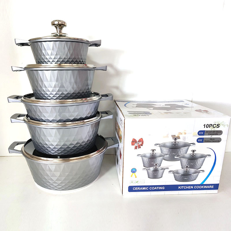 Diamond 10PCS Pots and Pans Set Nonstick Granite Induction Aluminum Cookware Sets