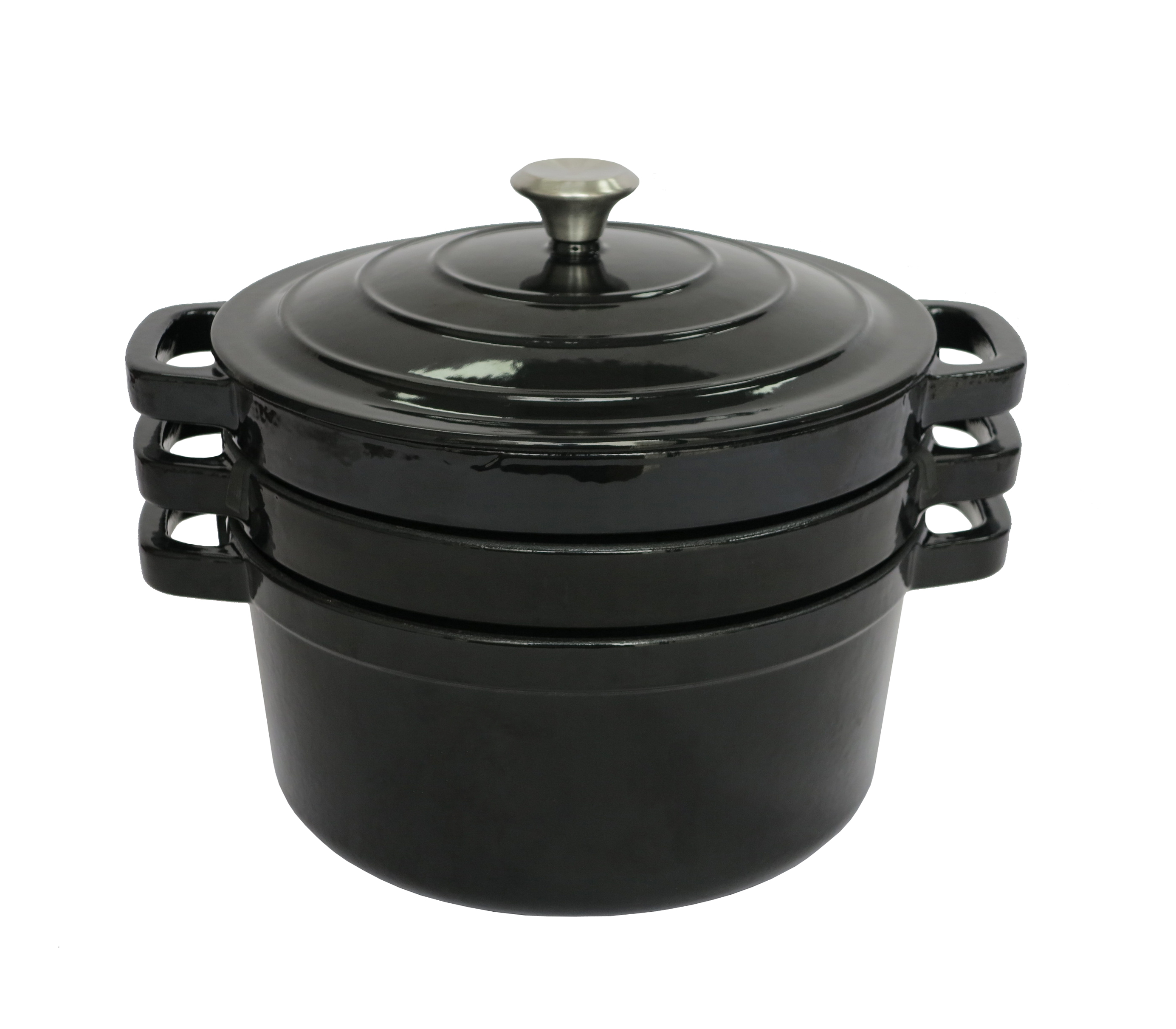 Custom Logo Multi-Function Stackable Cast Iron Cookware Set Durable Dutch Oven Pot,Fry Pan,Grill Pan for Home Kitchen, Non-stick
