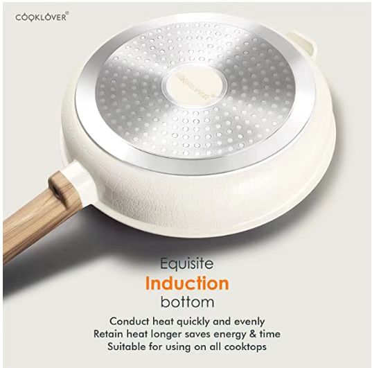 Cooklover Luxury Kalahari Series Fry Pan Cookware Set with Marble and Ceramic Coating Easy to Clean Stackable Space Saving
