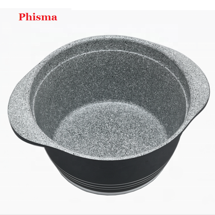 High Quality 12 Pieces Granite Cooking Stackable Non-stick Cast Aluminum Cookware Sets with Silicone Lid