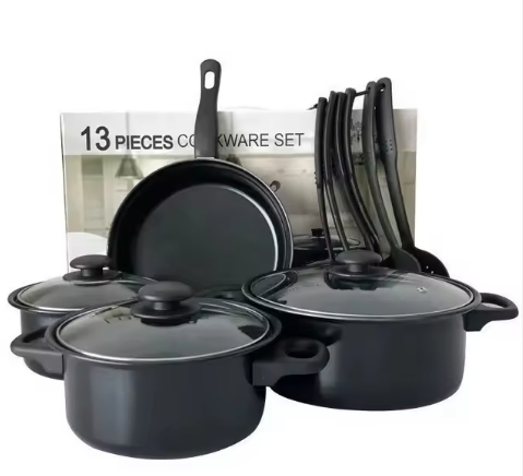 13 Piece Kitchen Non-Stick Pots and Pans Set Non Stick Aluminum Cookware Set with Ceramic Coating Pots and Frying Pans