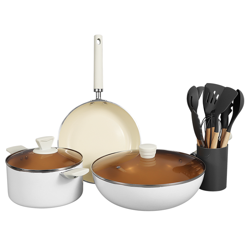 Cookware Set Complete Set of Household Non-Stick Cookware Combination Induction Stove Universal Frying Pan Three-Piece Set