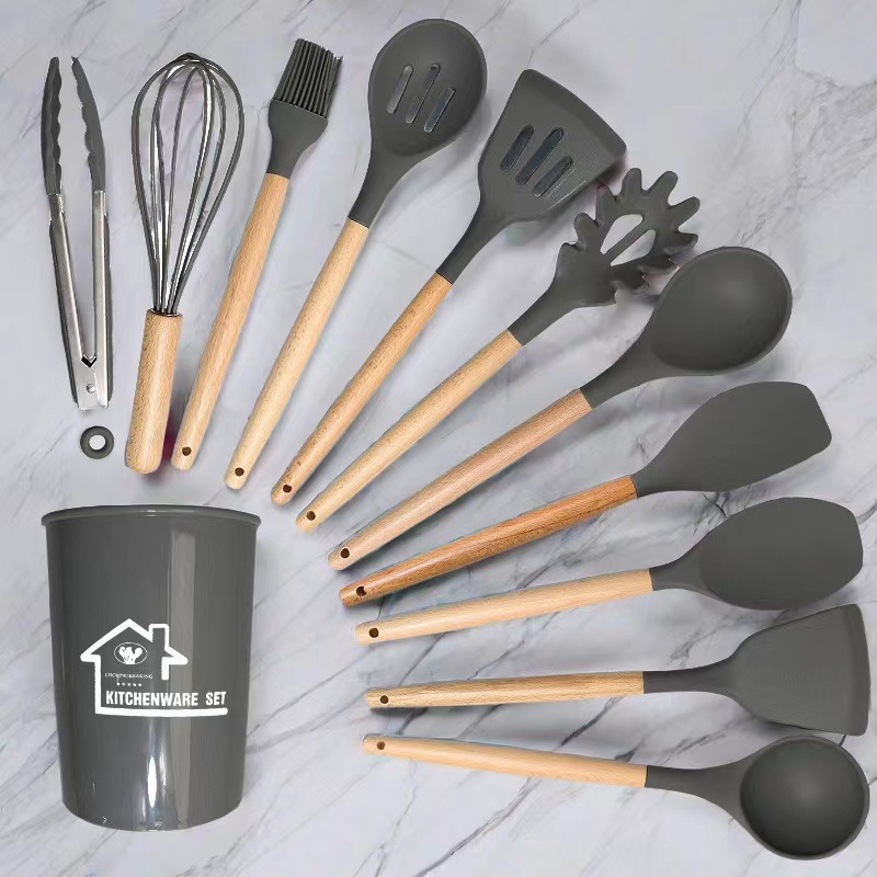 19-Piece Stainless Steel Knife Set Silicone Kitchen Utensils Wooden Handle Cook Tools Chopping Board Holder Hot Sale Kitchen