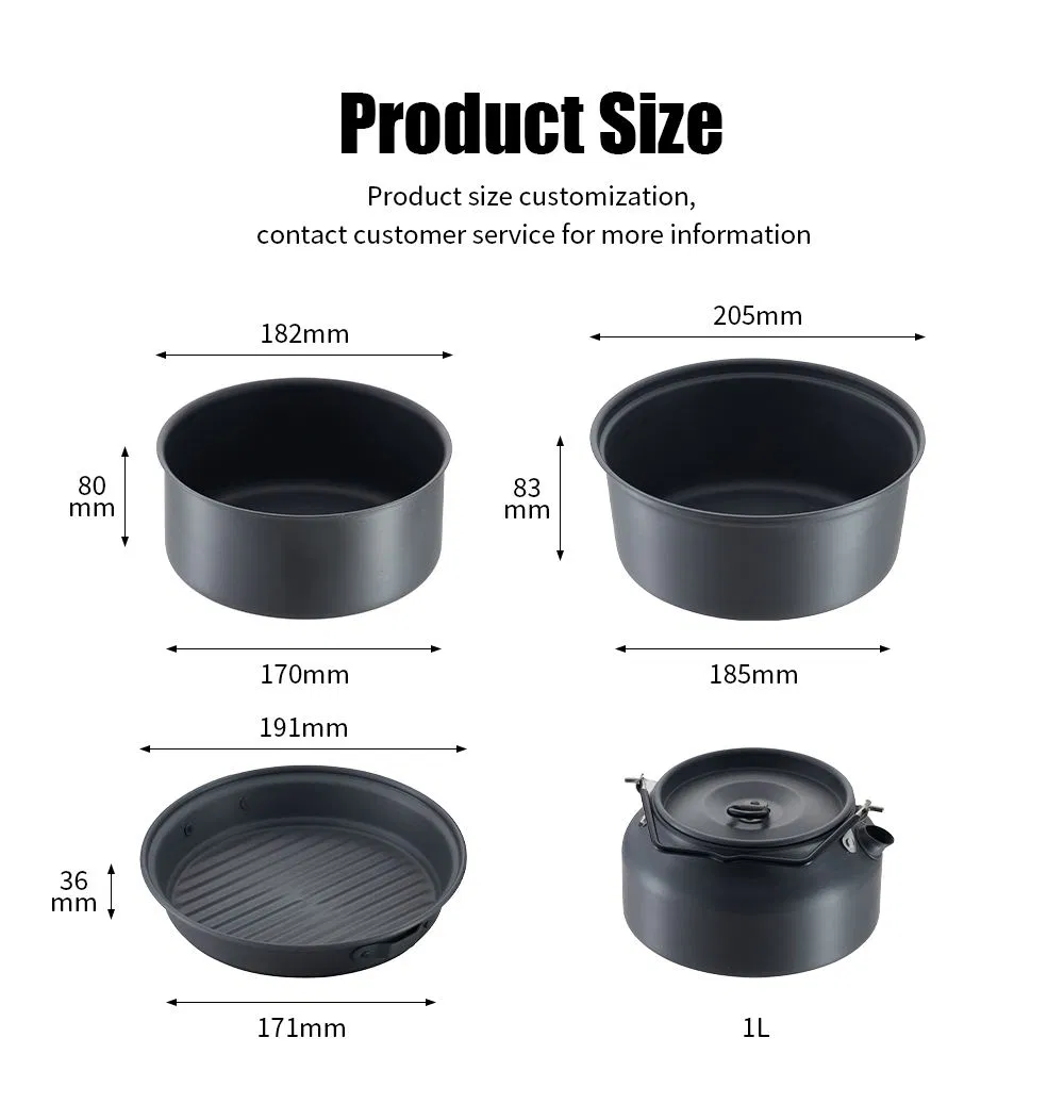 Professional 6-Piece Hard Anodized Camping Cookware Set Nonstick & Durable Outdoor Pot Set