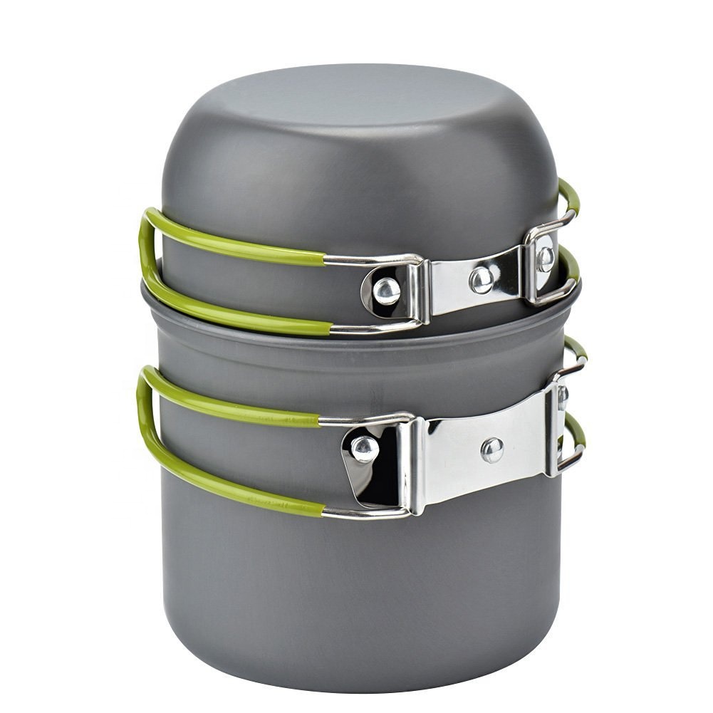 AJOTEQPT Camping Equipment, Outdoor Camping Pots and Pans Set 2PCS Camping Cookware