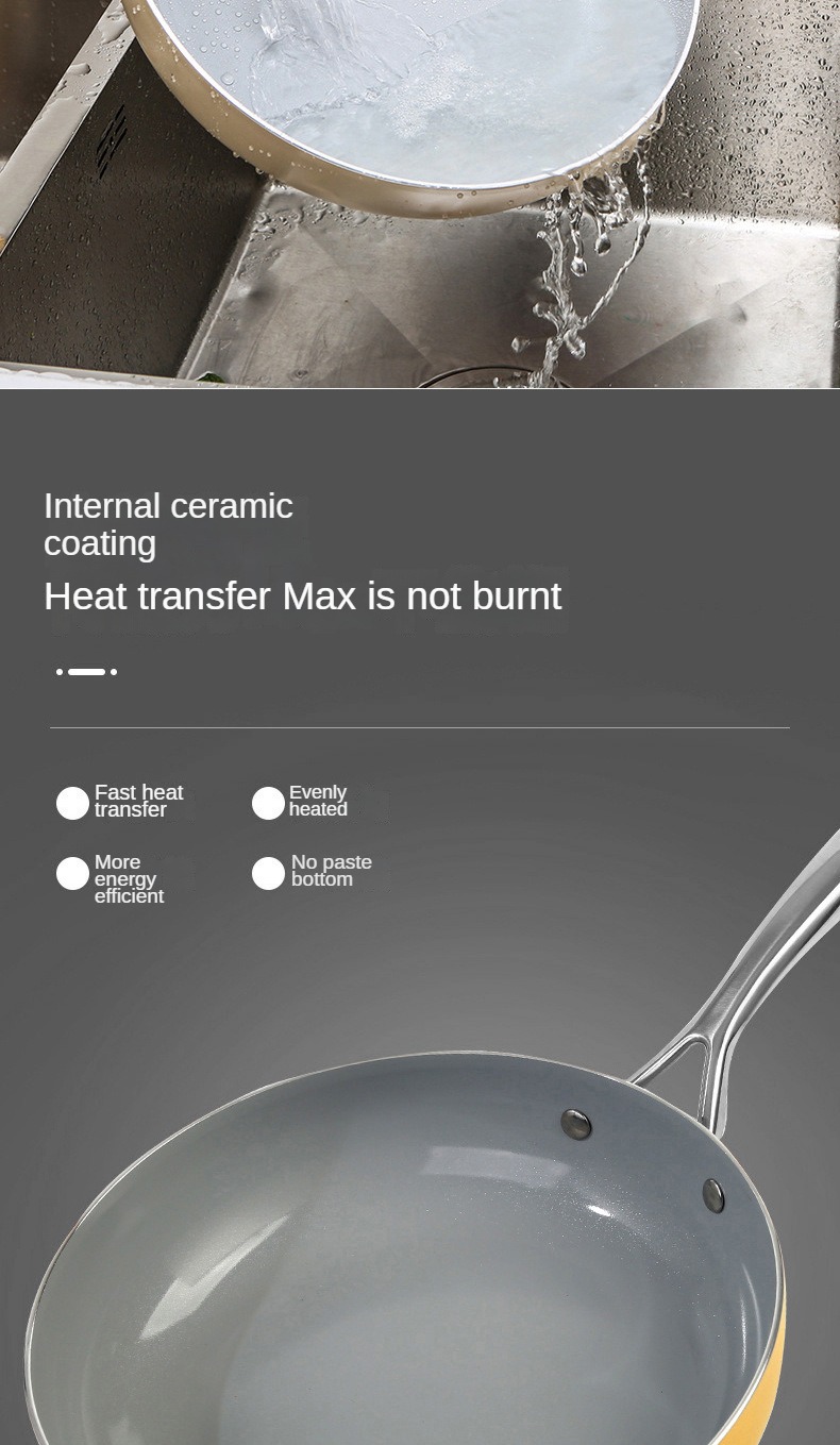 High-Temp Resistant Cookware Set 26-28cm Deep Fry Pans 18-24cm Stock Pots With 3 Lids Industrial-Grade Ceramic Coating