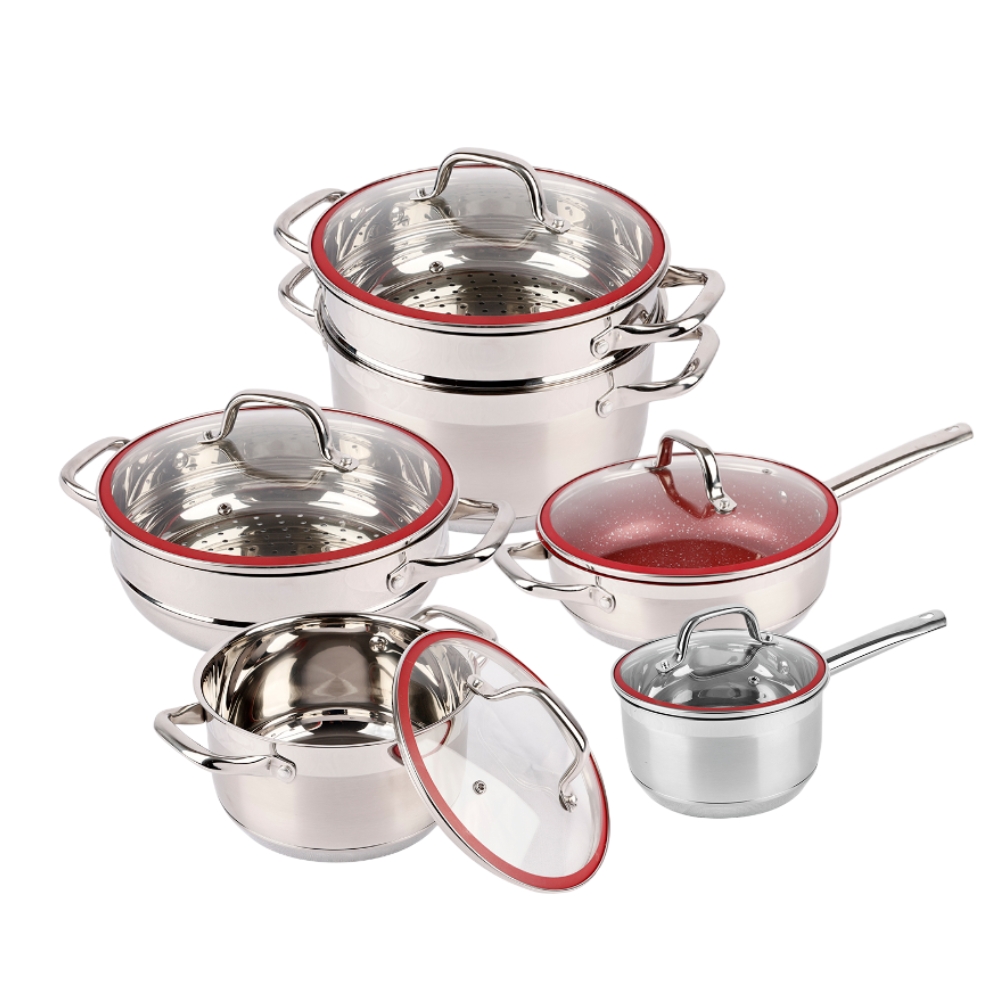 Luxury High Quality 304 Stainless Steel Korean Large Stock Pot Set Camping Kitchen Ware Cookware Set Kitchen