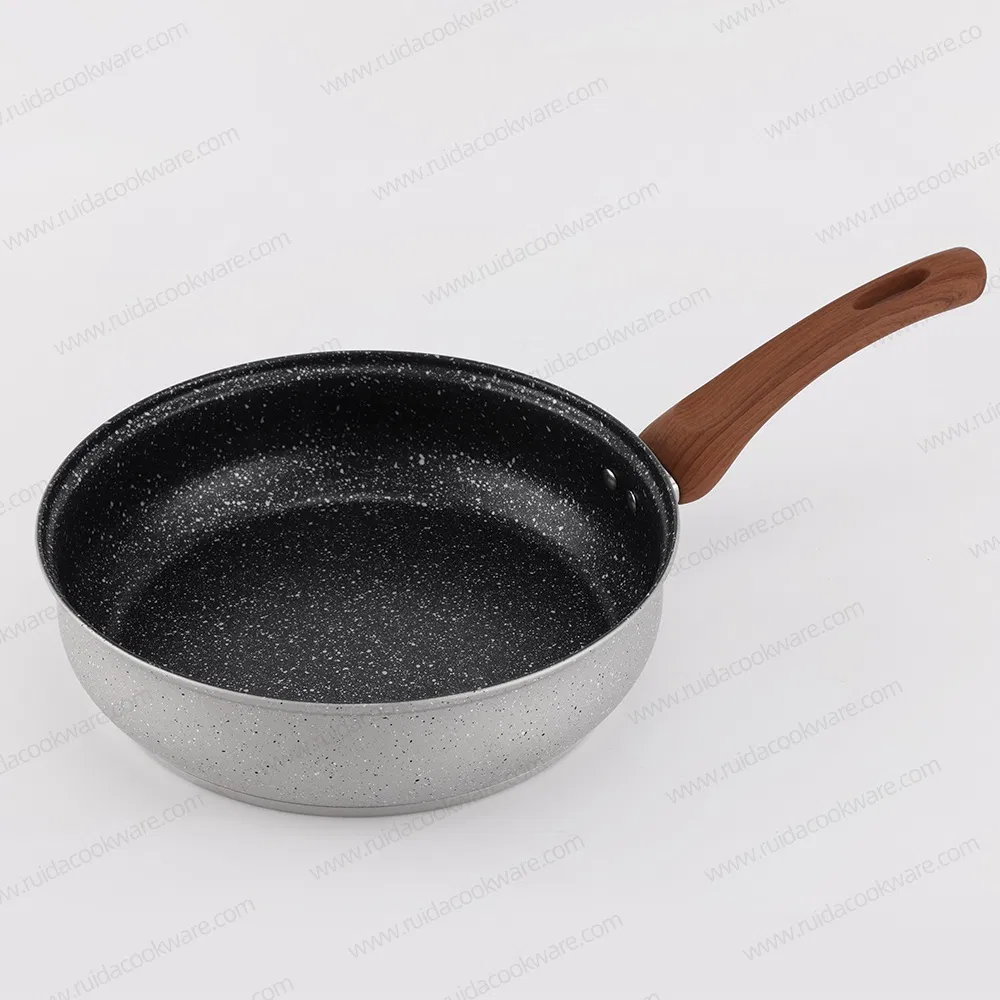 Hot Sale Walnut Handle Induction Bottom Granite Coating Cookware Set