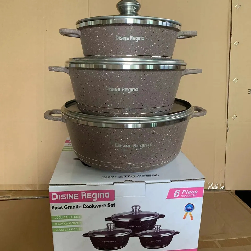 OEM 6PCS Cheap Casserole Non Stick Cook Pot Die-Casting Aluminum Cookware Sets