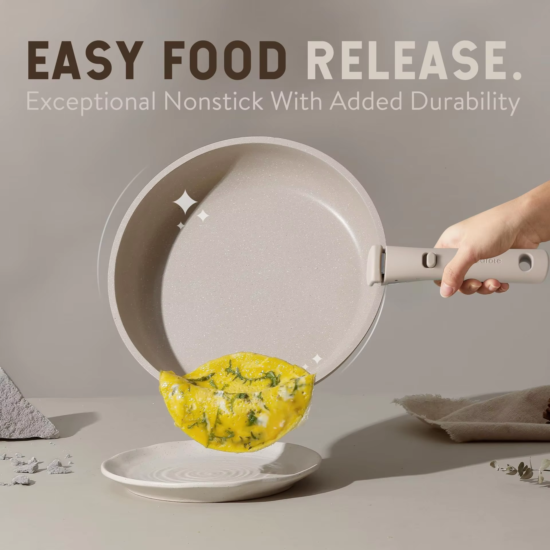 Cost-Effective Space Saving Stackable Cooking Pot Thick Detachable Handle Non-Stick Cookware Set for Kitchen Use