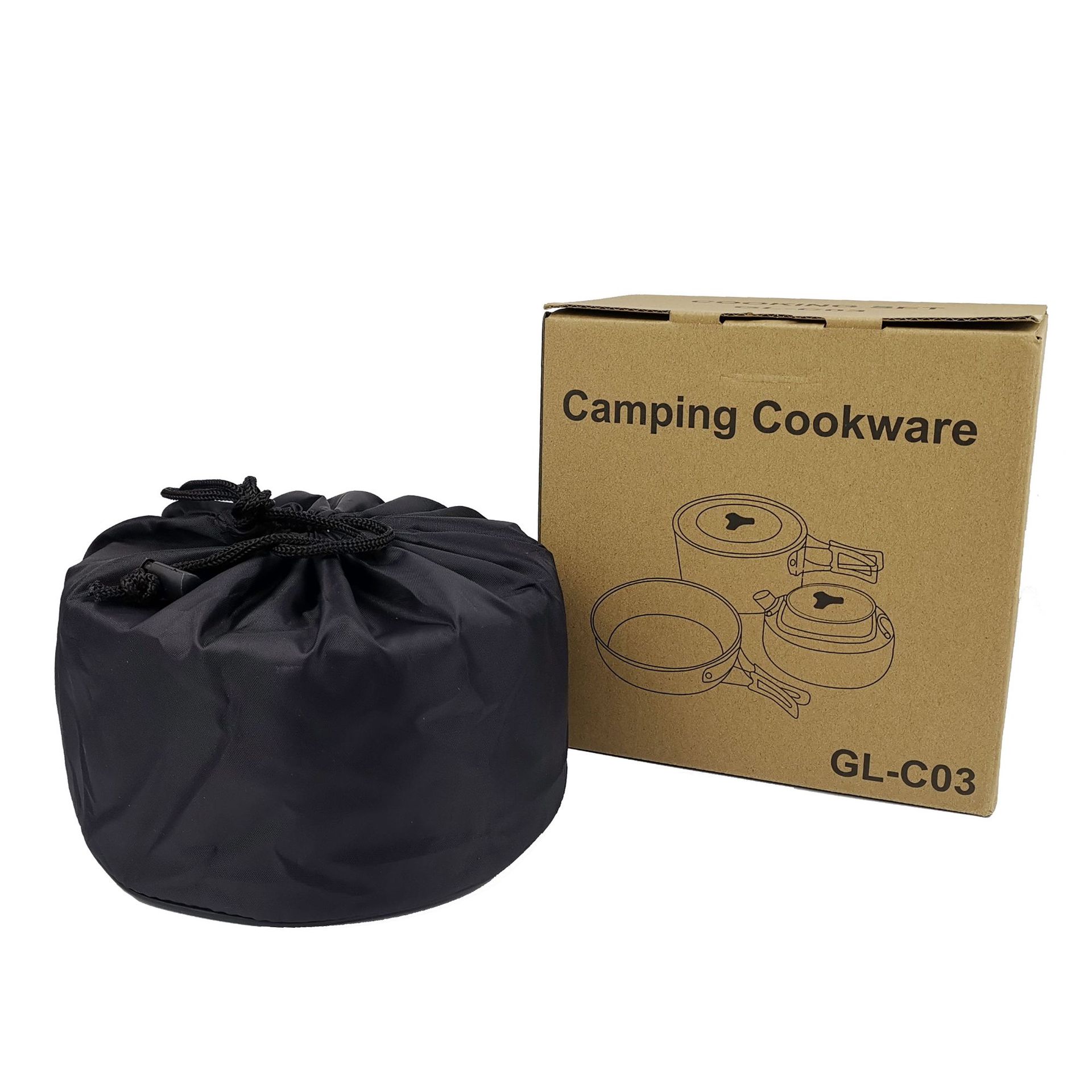 Outdoor Camping Induction Compatible Portable Cookware Set for 2-3 People with Folding Design Travel-Friendly Teapot Combination
