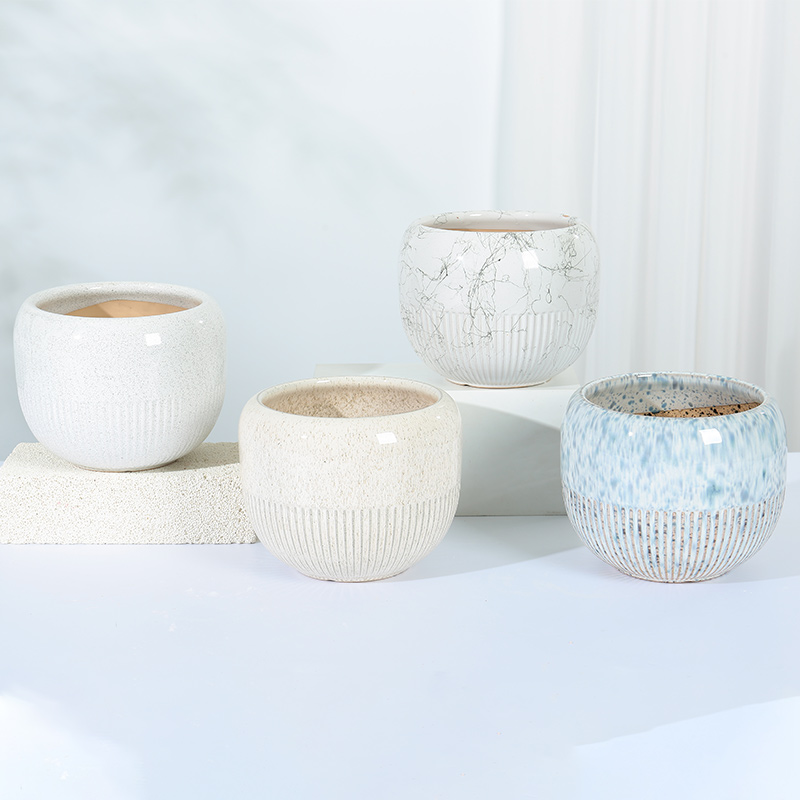 New Design Colorful Glazed Ceramic Indoor Flower Pots Set in Stock RTS Artificial Flower Pot