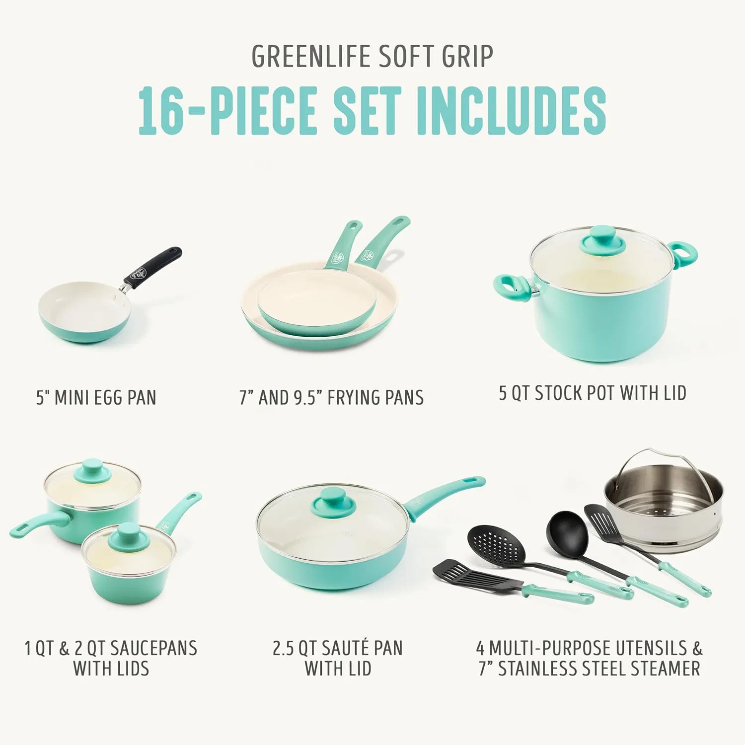 Soft Grip 16 Piece Cookware Set Specifications Detail 6