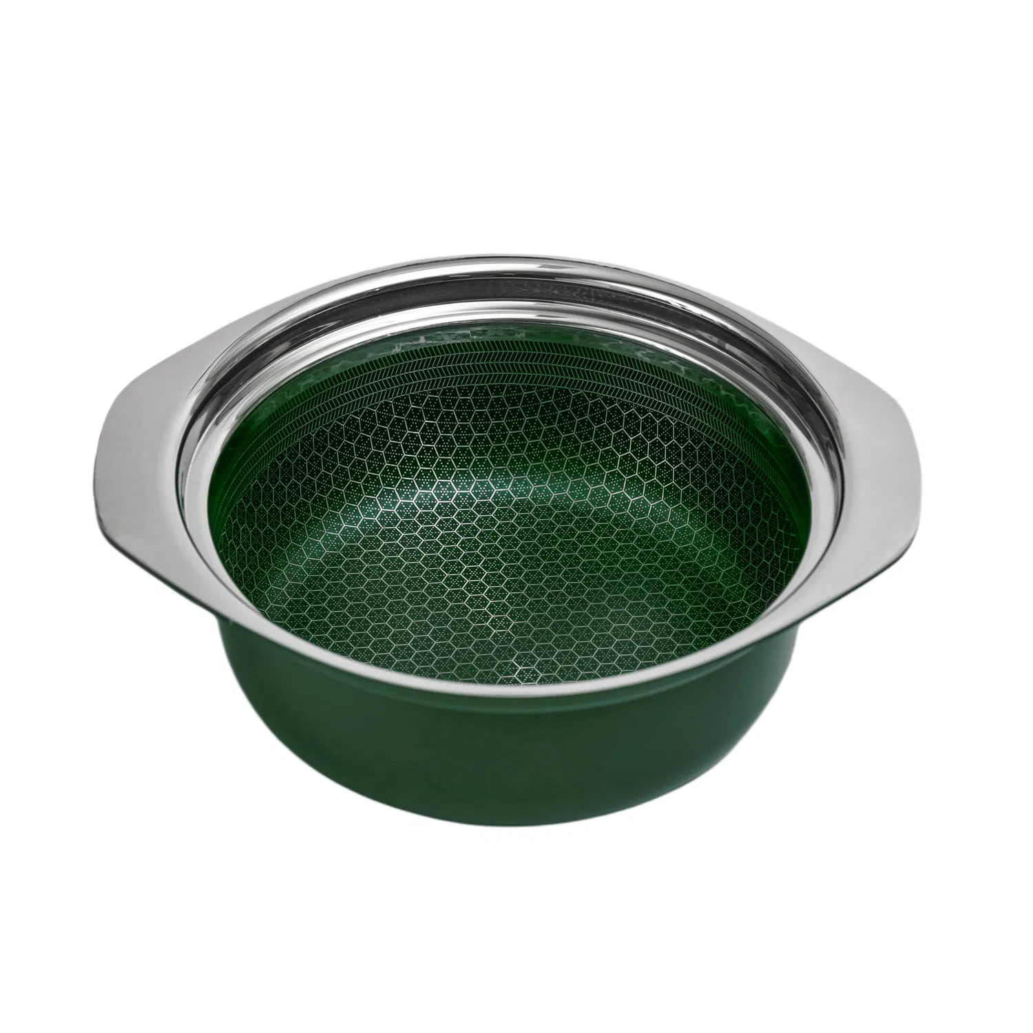 Non-Stick Honey Comb Coating Stainless Steel Blackish Green Ceramic Outer Layer 3PCS Cookware Set