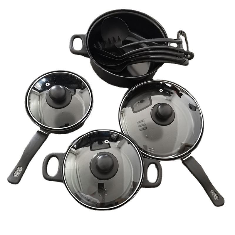 HOUSEWARE Pot Set for Foreign Trade 13 Piece Set Non Stick Soup Stew Pot Frying Pan Multi Piece Set Kitchen
