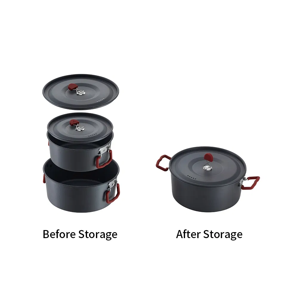 Wholesale 4PCS Outdoor Camping Portable Aluminum Picnic Cooking Pot Set Pot and Pans Set Camping