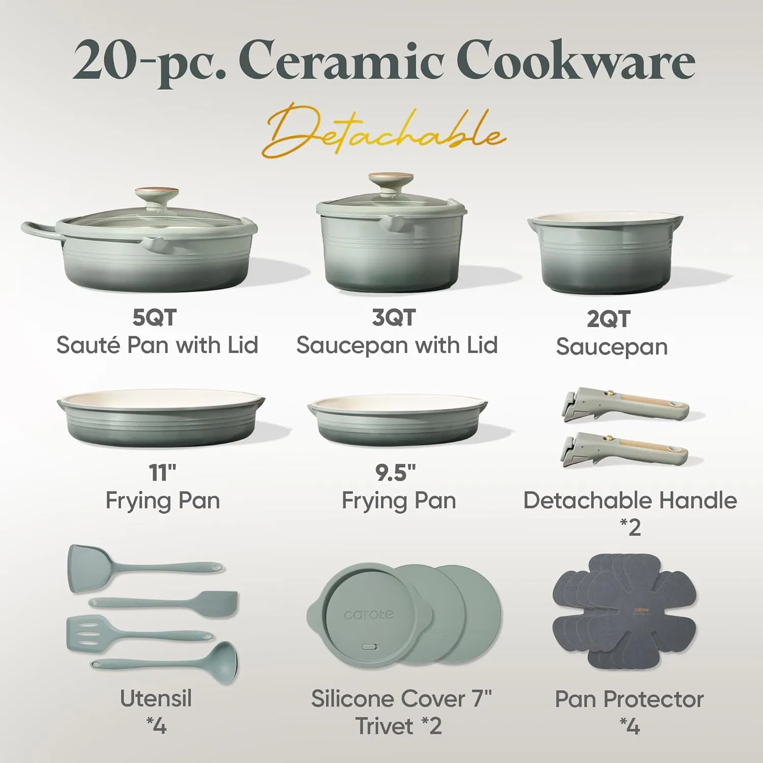 20PCS Titanium Cookware Set Care Instructions