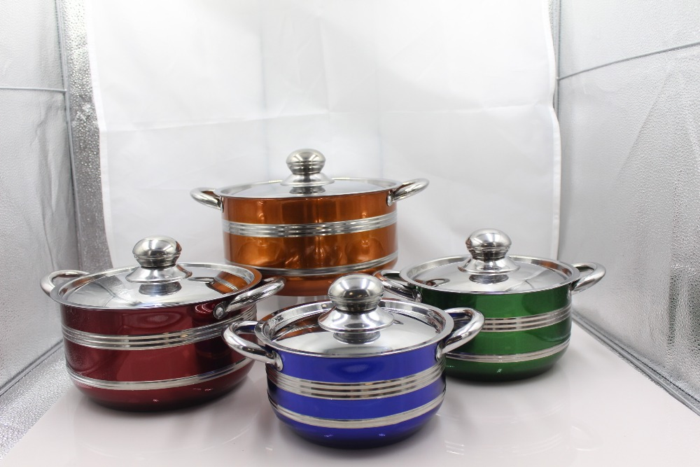 Induction Stove Color Painting Coating Stainless Steel Kitchenware Cooking Pots Cookware Set