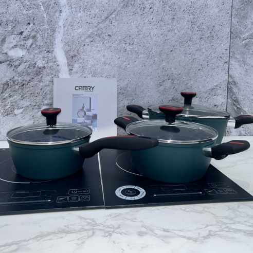 China Factory 10PCS Green Color Forged Aluminum Cookware Set with Bakelite Handle