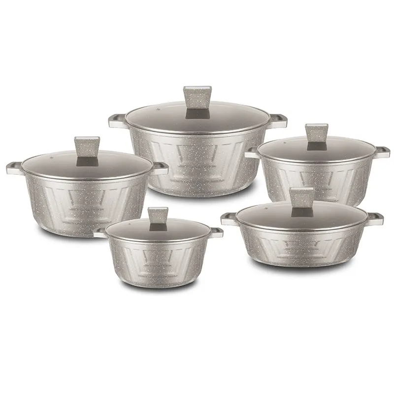 10 PCS New Aluminum Kitchen Cooking Pots Ceramic Casserole Nonstick Dessini Cookware Sets - Product Packaging