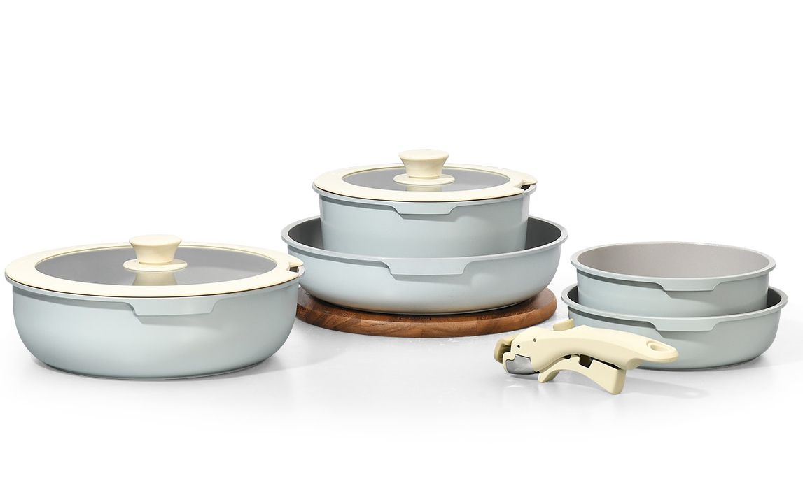 Space-Saving Detachable Handle Cookware Set for Modern Kitchens and Outdoor
