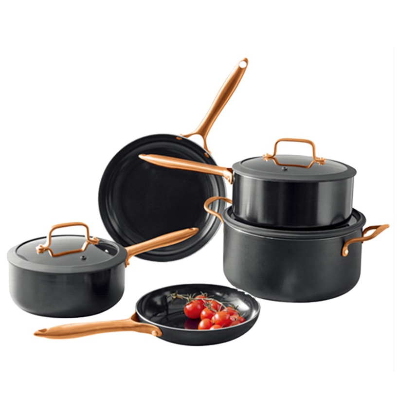 20cm/24cm Induction Bottom Black Color Coating Nonstick Aluminum Sauce Pan with Ss Handle