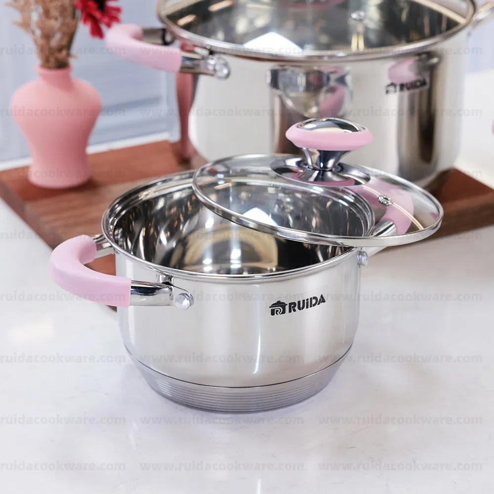 Factory Silicone Saucepan Pot Kitchenware Cooking Stainless Steel Cookware Set