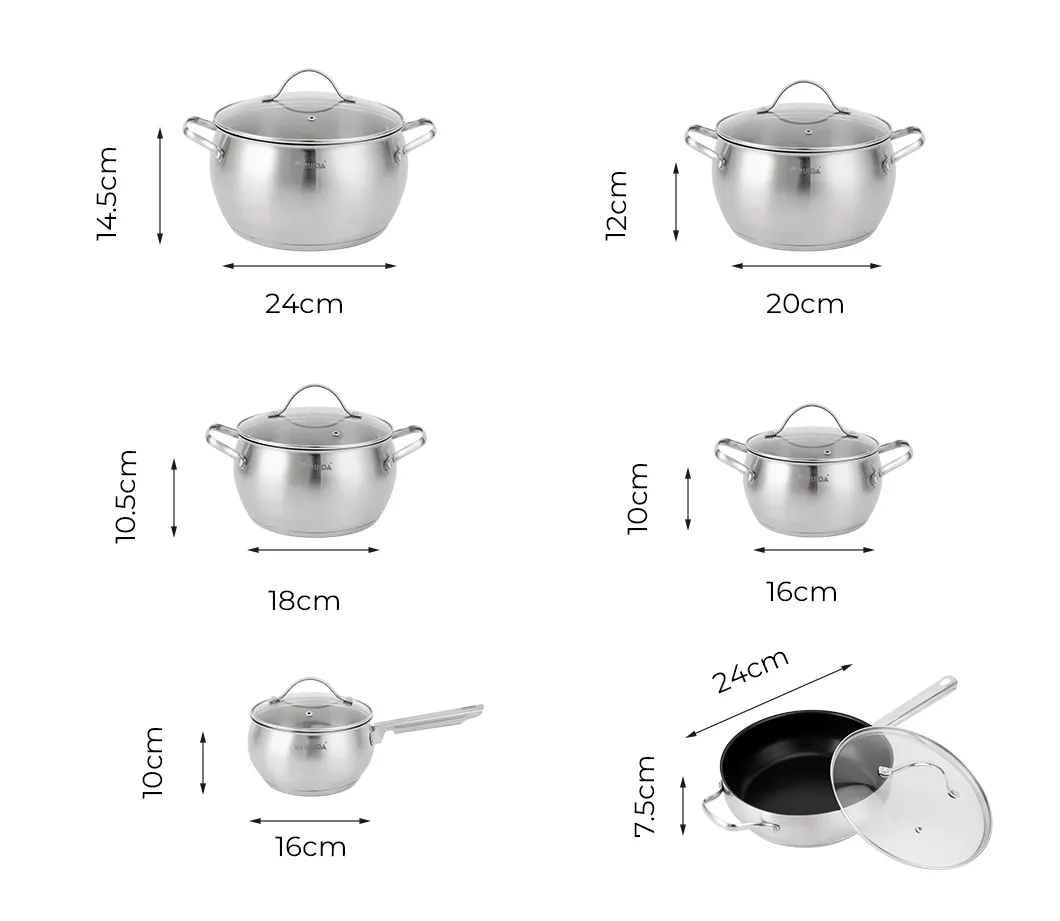 Kitchen Cooker G Shape Lid Induction Base Cookware Set with Frypan