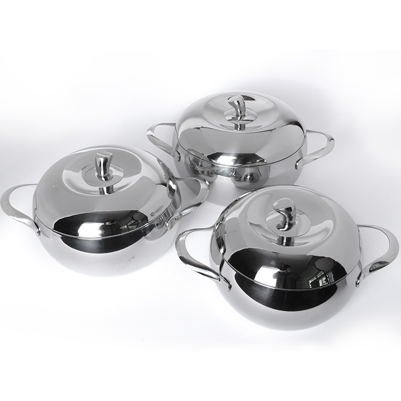 Customized Design apple Shape Tri-ply Stainless Steel 304 antiscald Handle Induction Steamer Casserole Cookware Cooking Pot Set