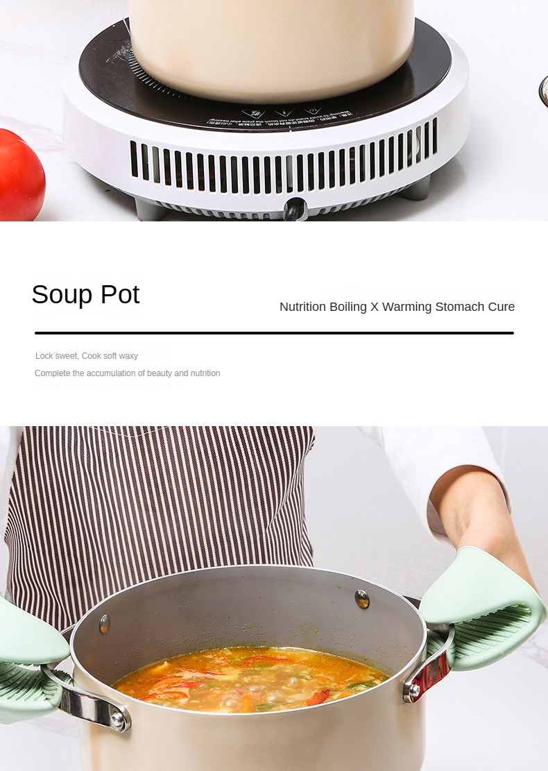 High-Temp Resistant Cookware Set 26-28cm Deep Fry Pans 18-24cm Stock Pots With 3 Lids Industrial-Grade Ceramic Coating