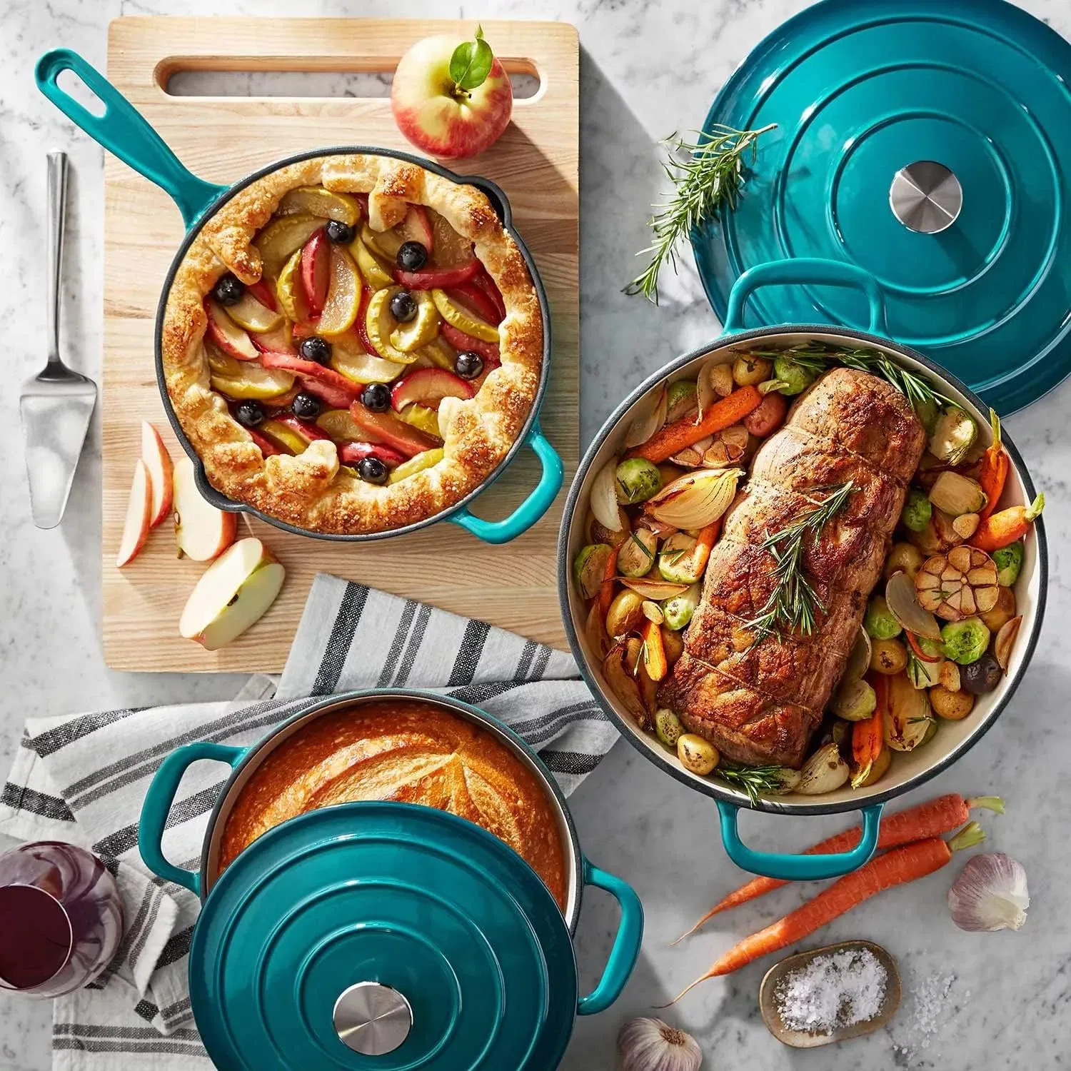 Kitchen Pots and Pans Set Cast Iron Pot Casseroles Dutch Ovens Nonstick Enameled Ceramic Pan Casting Iron Pan Cookware Sets