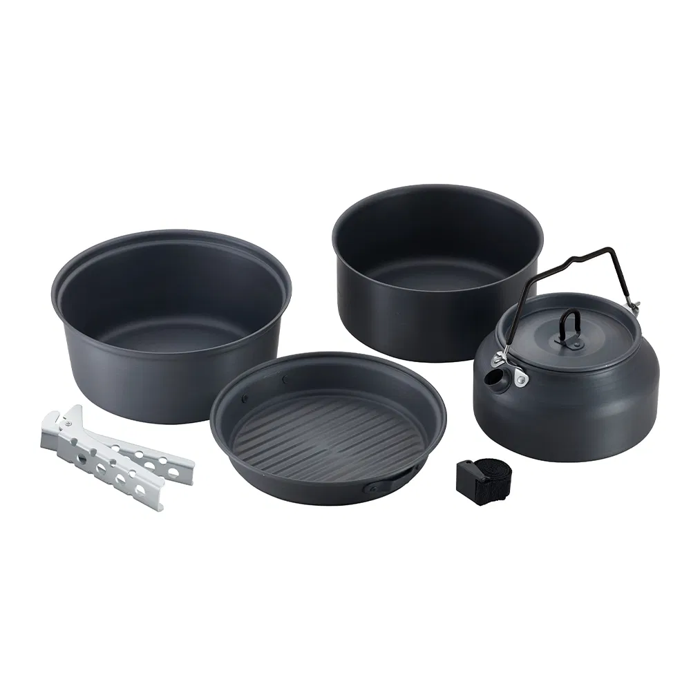 Nonstick Camping Cookware Kit Lightweight Hard Anodized Aluminum 6-Piece Pot Set