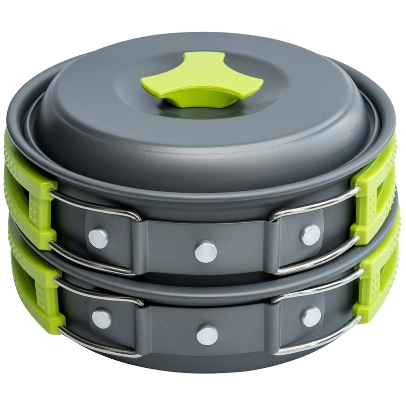 Hard Anodized Aluminum Camping Cookware Set Lightweight Outdoor Portable Pot Pan Kettle Mess Kit
