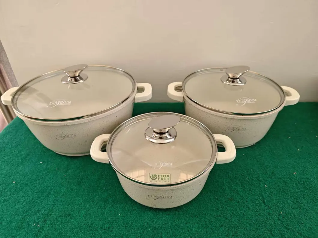 Factory Marble Modern Kitchen Ware Cookware Set Casserole Aluminium Fry Pan Ceramic