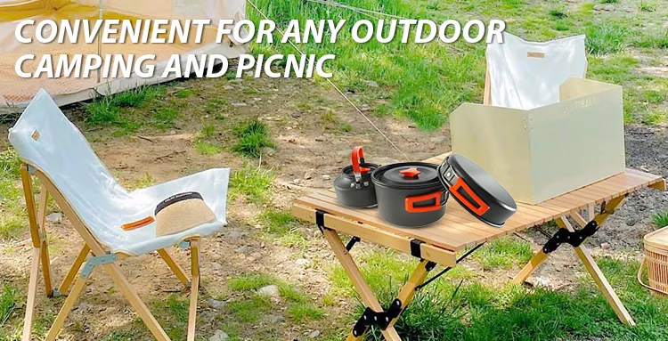 Camping Cooking Set Hard Anodized Aluminum Outdoor Cookware Set Picnic Cookware Frying Pan Kitchen Pot