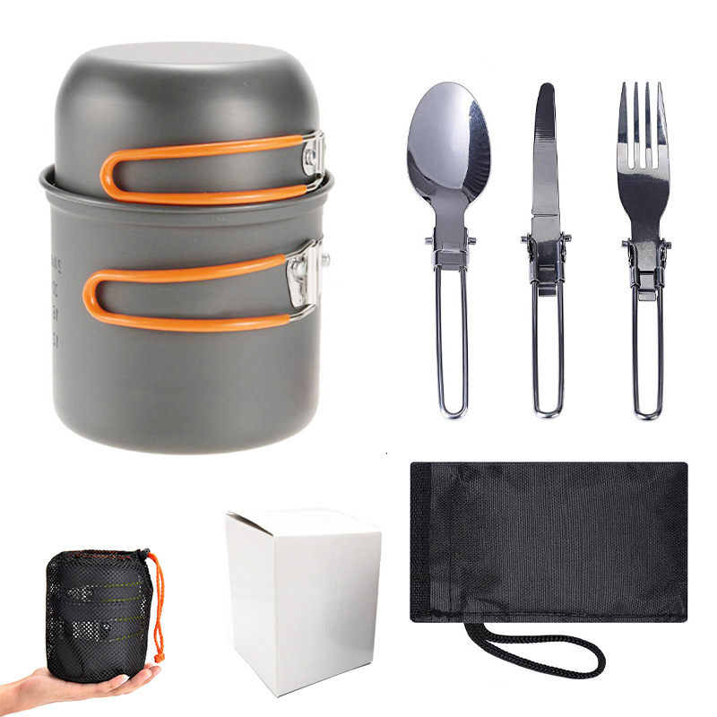 Camping Hiking Cookware Set Outdoor Portable Picnic Cookware Kit Alumina Pot Set Travel Cooking Accessory Pot for Camping