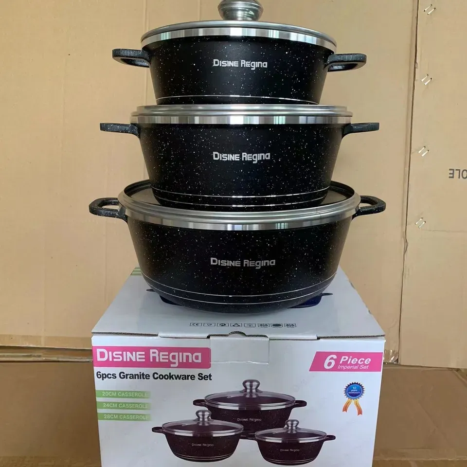 OEM 6PCS Cheap Casserole Non Stick Cook Pot Die-Casting Aluminum Cookware Sets