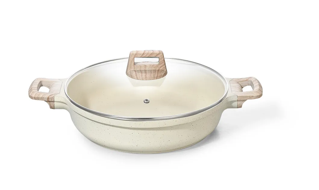 Ceramic White Marble Non-Stick Classic Design Kitchen Ware Casserole Cooking Cookware Set