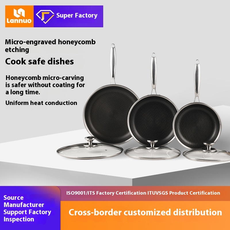 Cross-Border 304 Stainless Steel Kitchenware Set Non-Stick Pan Removable Handle Frying Pot Suit Stacking Metal Complete Set Oven