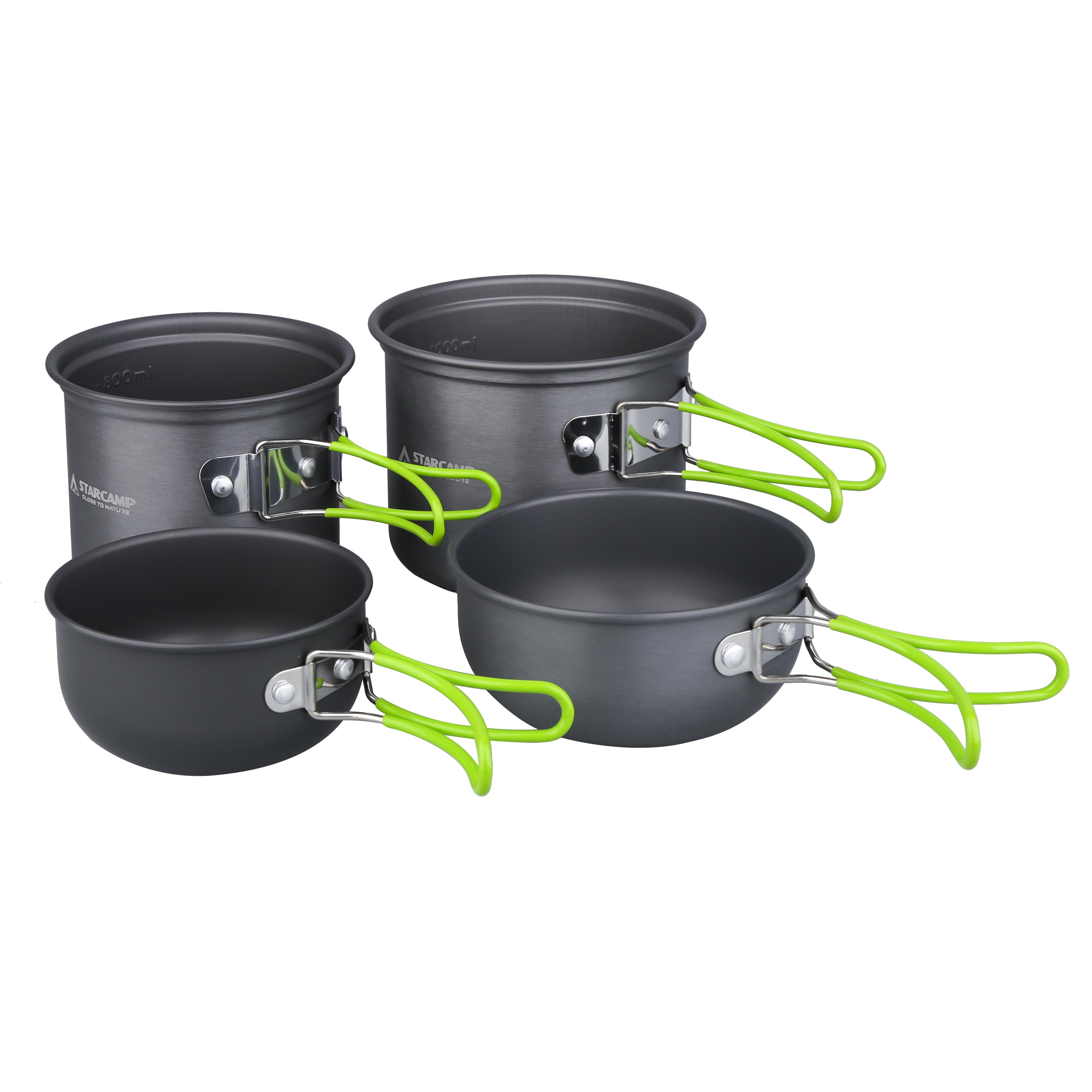 STARCAMP 2-3 Person 5 In 1 Aluminium Outdoor Picnic Camping Cookware Mess Kit Camping Cooking Set Pot Pan Kit