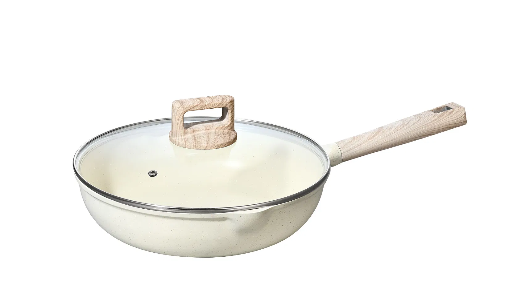 Beige Ceramic Cooking Pot Casserole Cookware Set Fry Pan Kitchen Aluminium