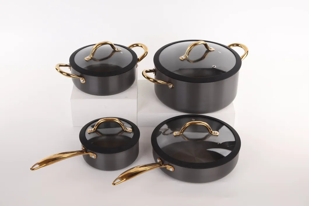 Home Kitchen 8 PCS Hard Anodized Aluminum Cookware