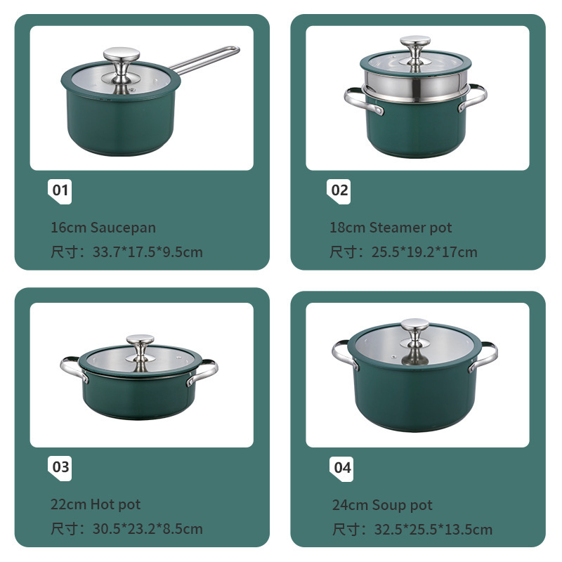 304 Stainless Steel Cookware Set, Korean Style Compound Bottom Milk Pot, Steamer, Hot Pot, Soup Pot, Special for Thickened Ceramic Coating